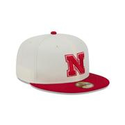 Nebraska New Era 5950 N Logo Flat Bill Fitted Hat